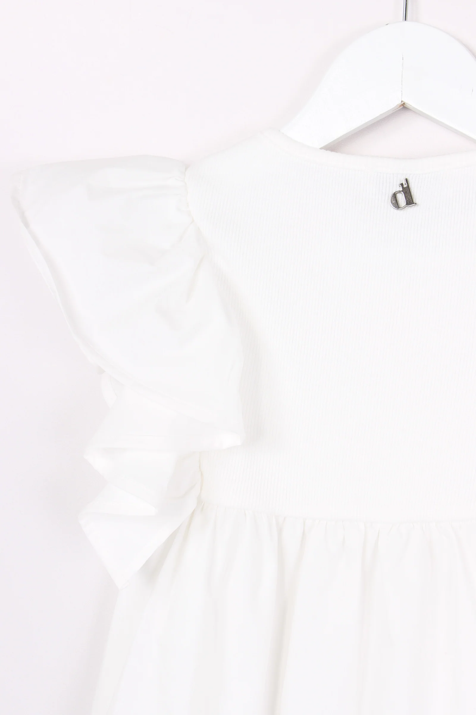 Abito Spallina Incrocio Rouche Off White - immagine 5