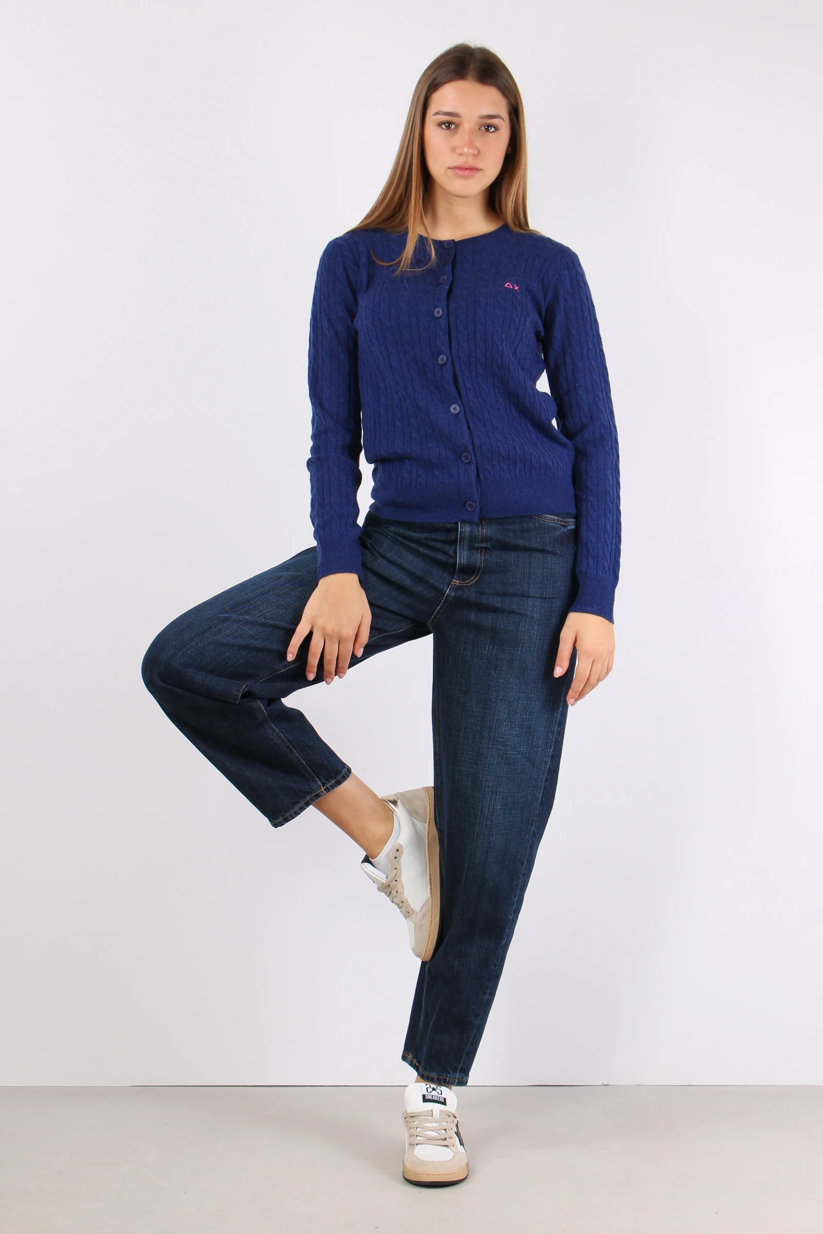 Cardigan Bottoni Trecce Blue