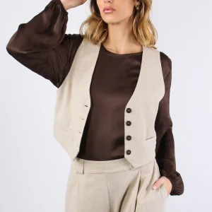 Gilet Bottoni Flanella Ecru