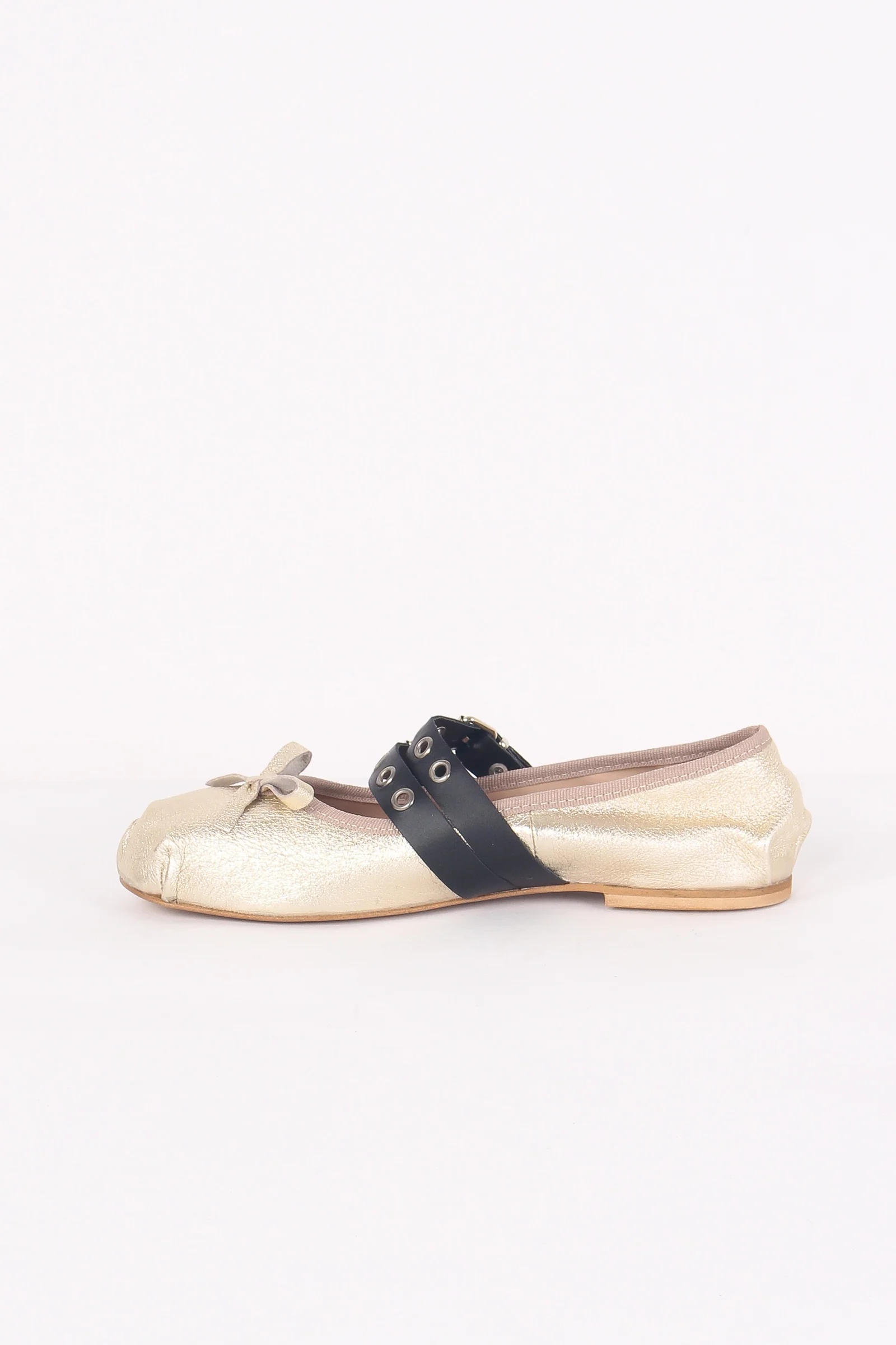 Ballerina Fibbia Borchie Vera Oro/nero - immagine 7