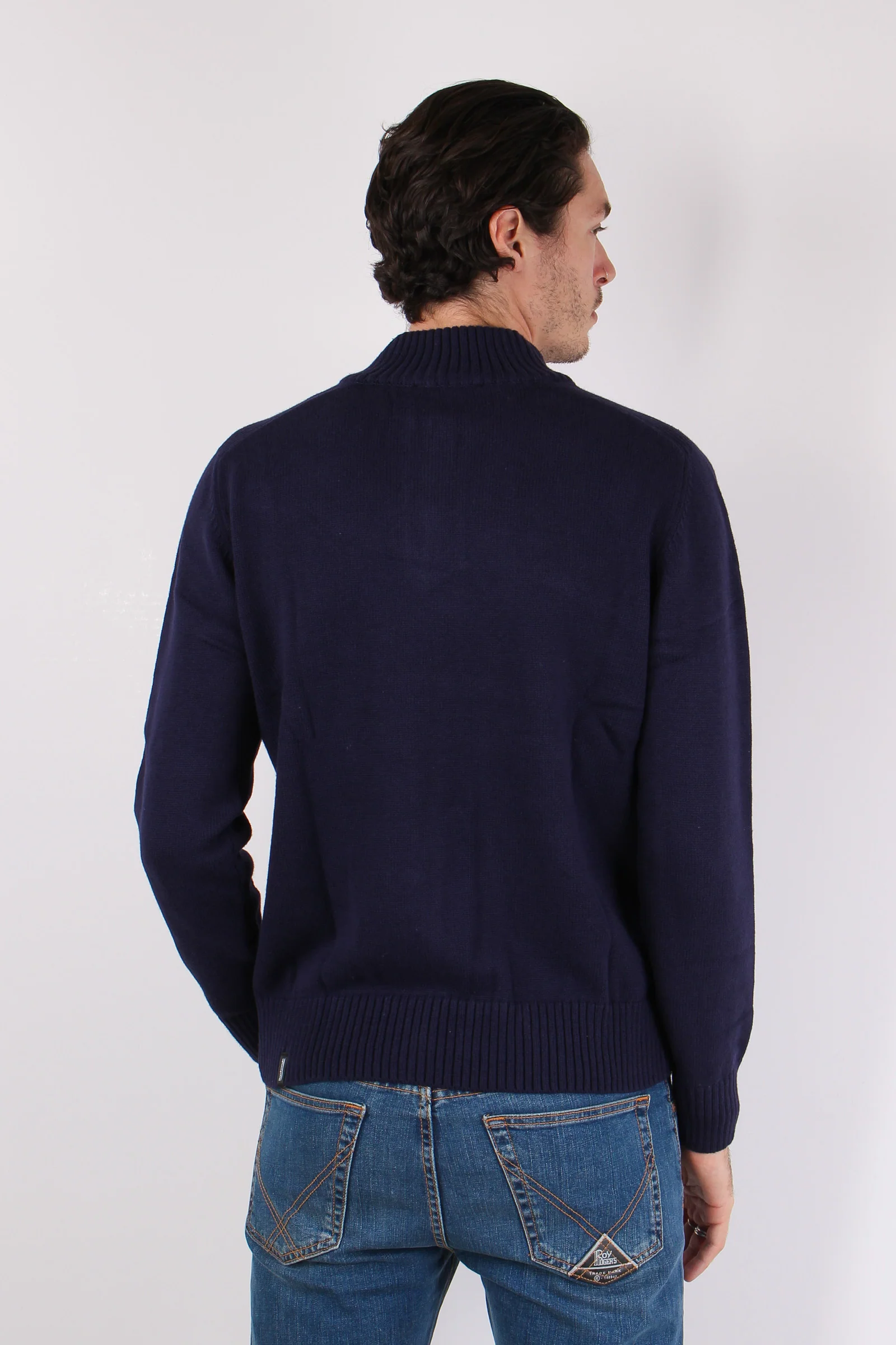 Collo Alto 3 Bottoni Cotone Poseidon Blue - immagine 6