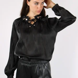 Camicia Arriccio Collo Inserto Nero