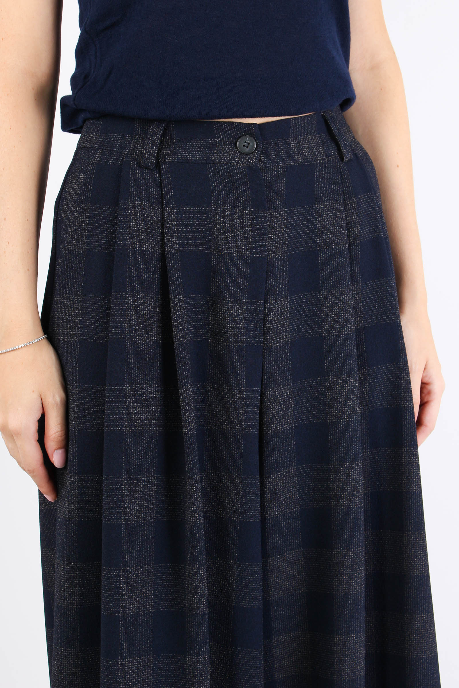 Pantalone Palazzo Quadri Blu/moro - immagine 8