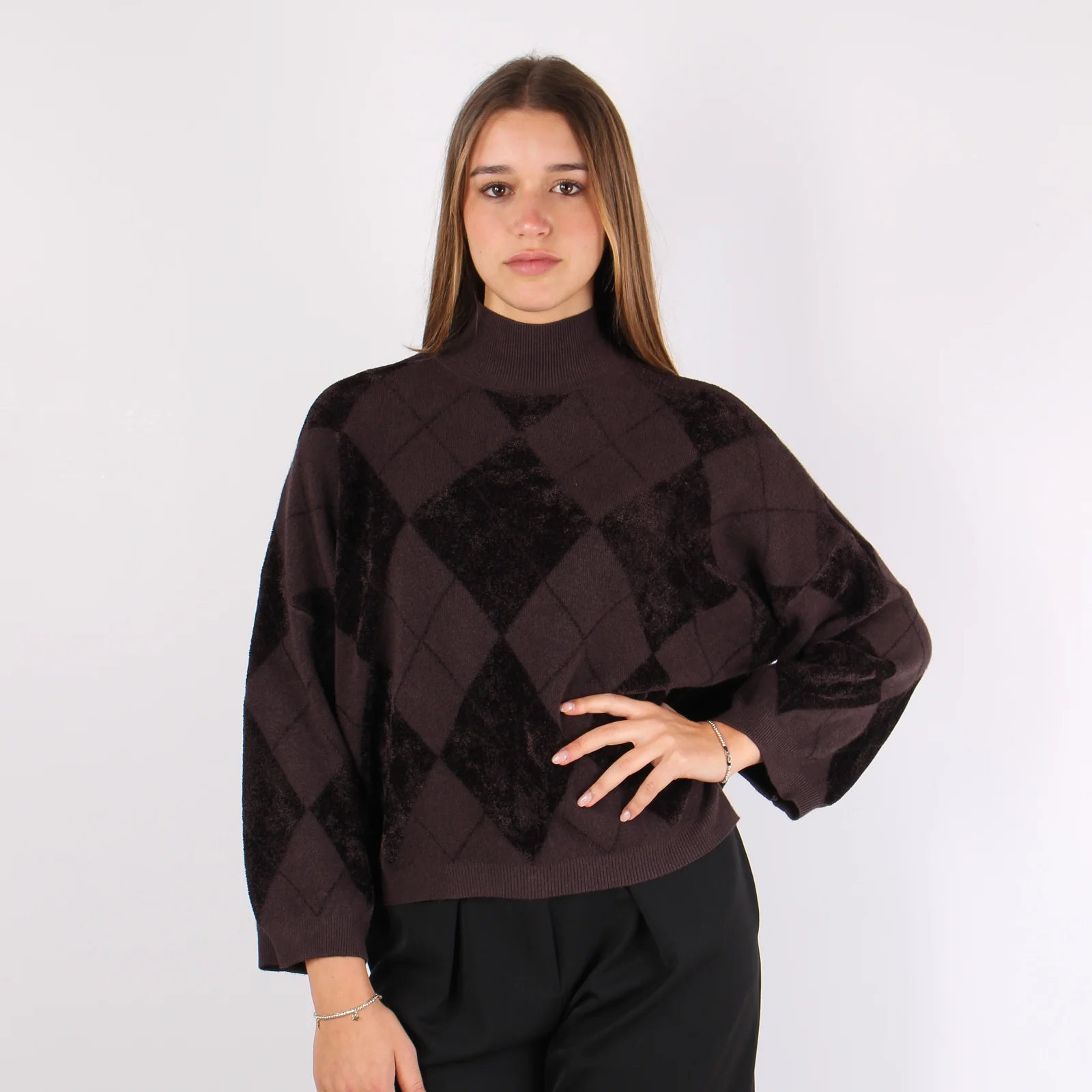 Collo Alto Rombi Ciniglia Inta Moro - immagine 9