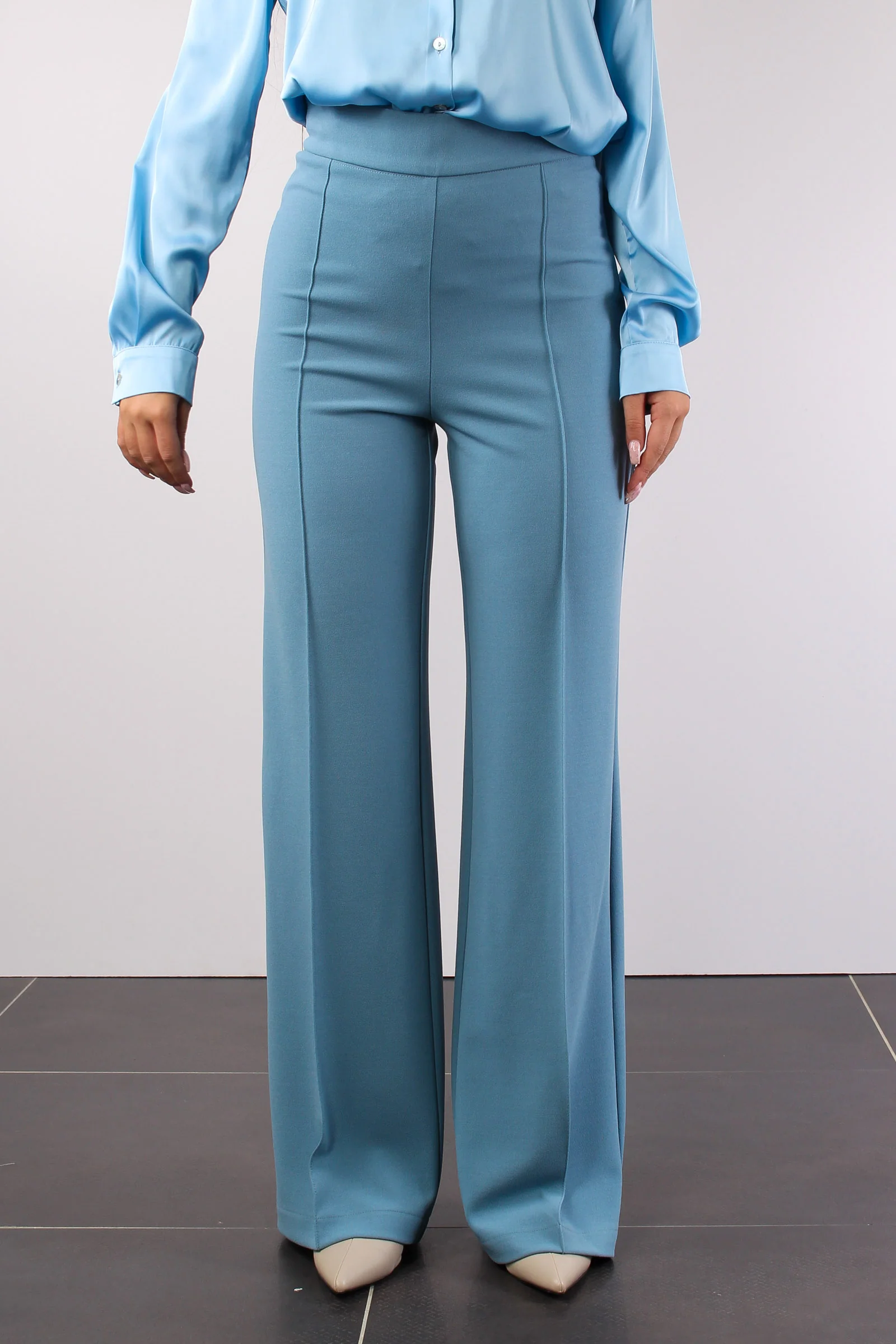 Pantalone Palazzo Crepe Azzurro - immagine 3