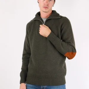 Mezza Zip Tasca Velluto Militare