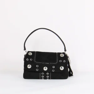 Tracolla Camoscio Maxi Borchie Black