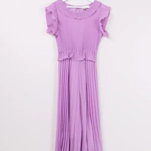 Tuta Plisse Spalla Rouches Lilla Scuro