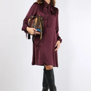 Abito Fiocco Viscosa Prugna