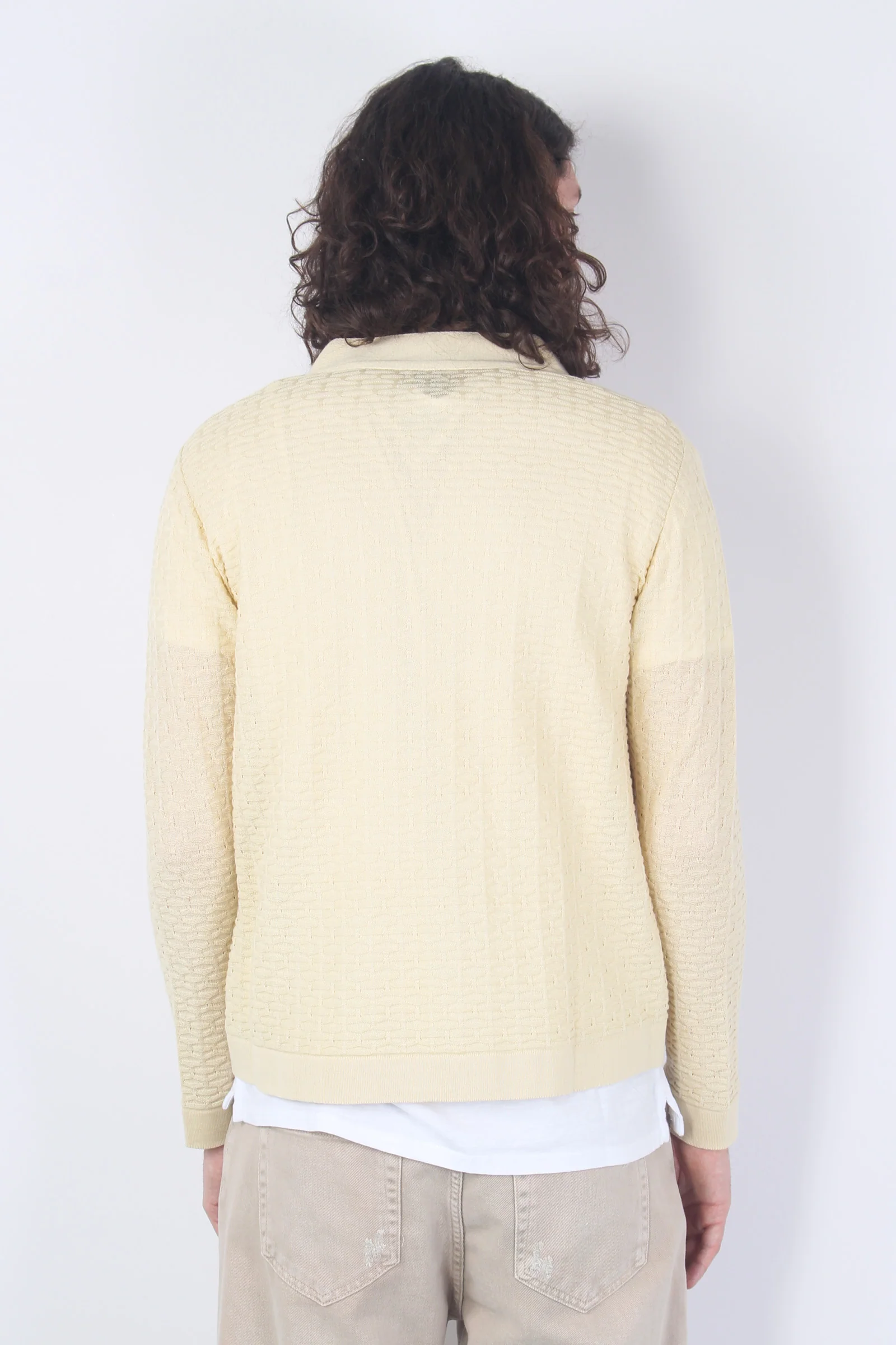 Cardigan Tramato Scollo V Sabbia - immagine 4