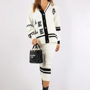 Cardigan College Bicolore Off White