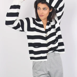 Cardigan Riga Bottoni Oro Bianco/nero