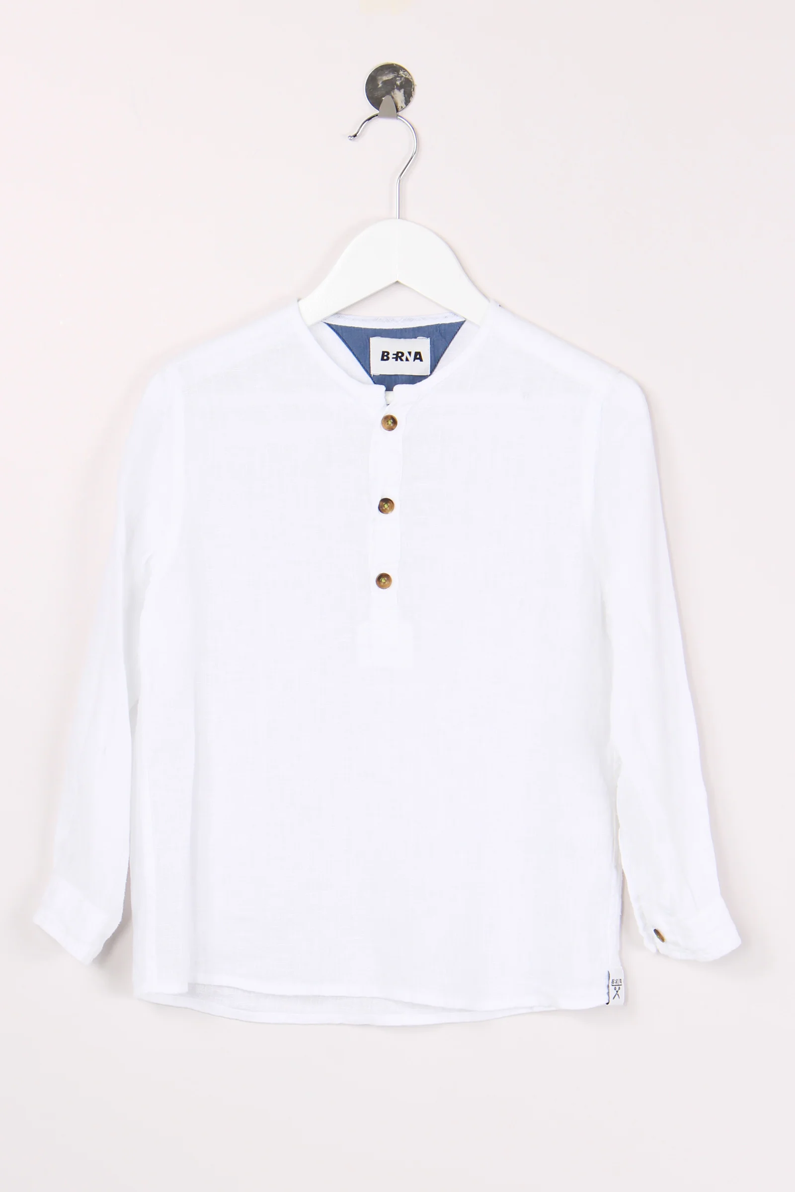 Camicia Coreana Lino Bianco - immagine 2
