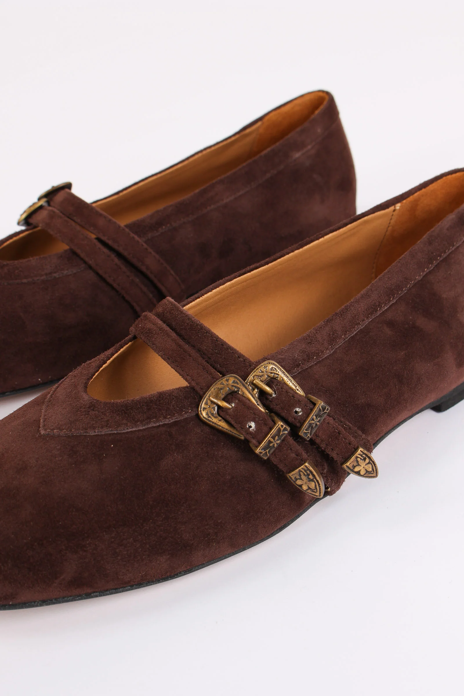 Ballerina Pelle Doppia Fibbia Cioccolato - immagine 5