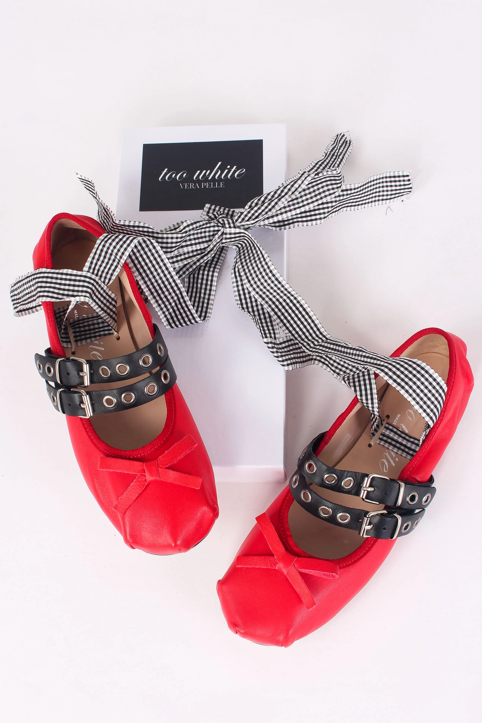 Ballerina Fibbia Borchie Vera Rosso/nero - immagine 8