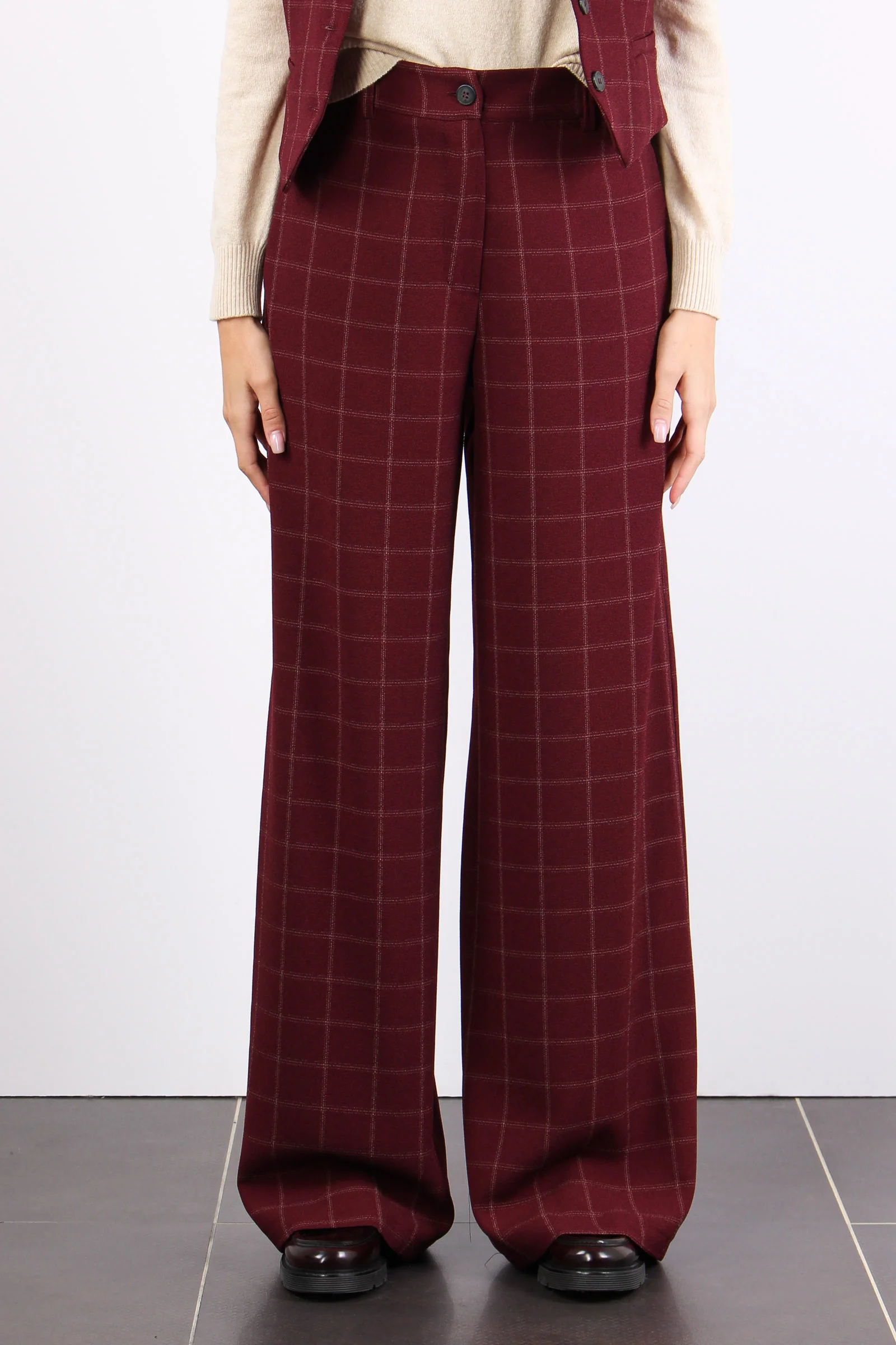 Pantalone Palazzo Quadro Bordeaux - immagine 3