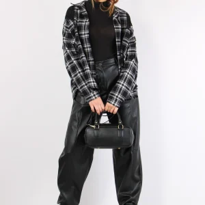 Camicia Quadri Inserto Pizzo Panna/nero