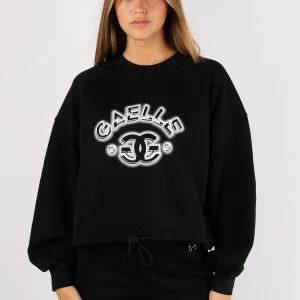 Felpa Cropped Logo Nero