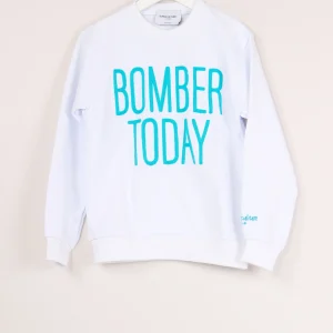 Felpa Ricamo Bomber White