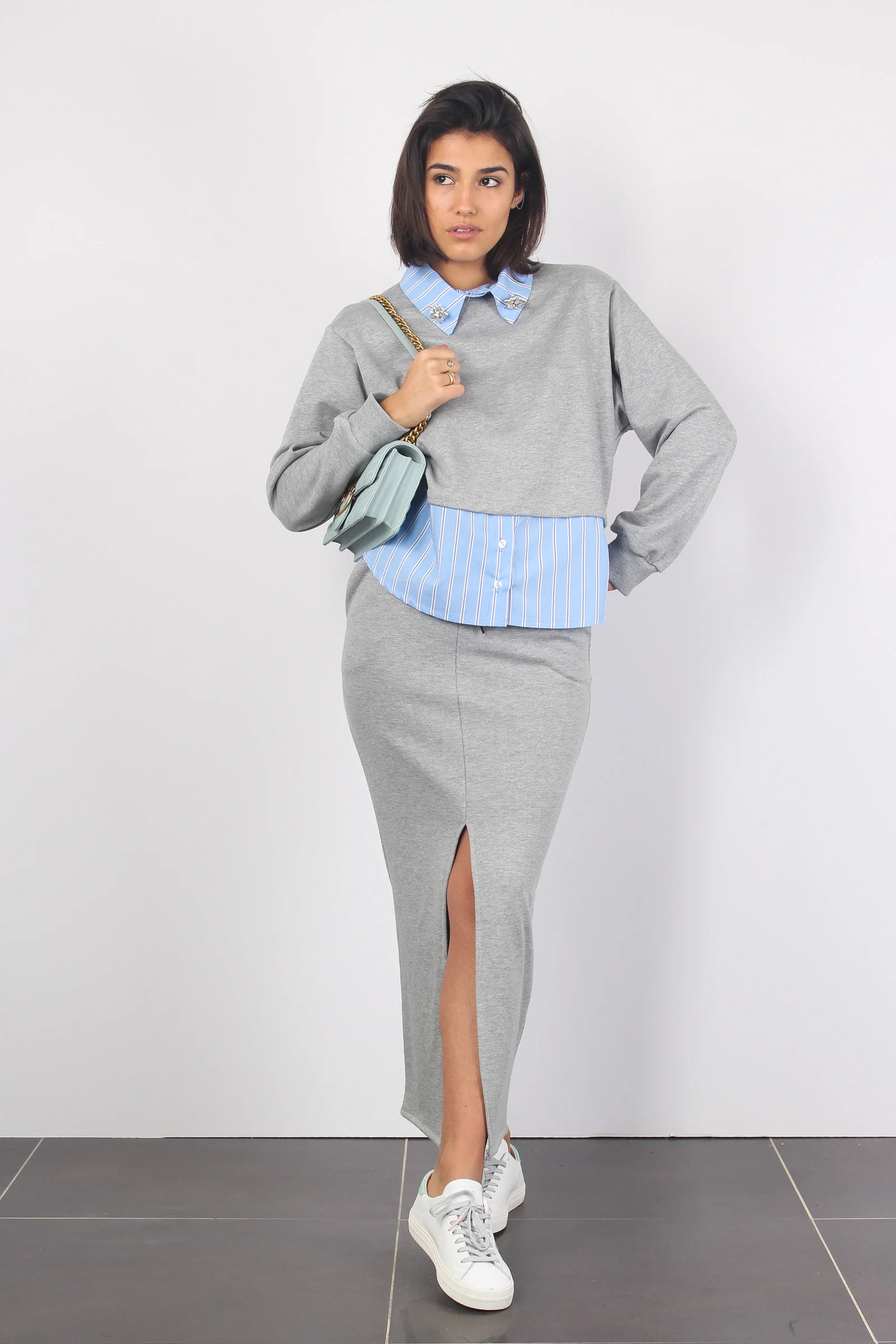 Gonna Felpa Spacco Grigio - immagine 6