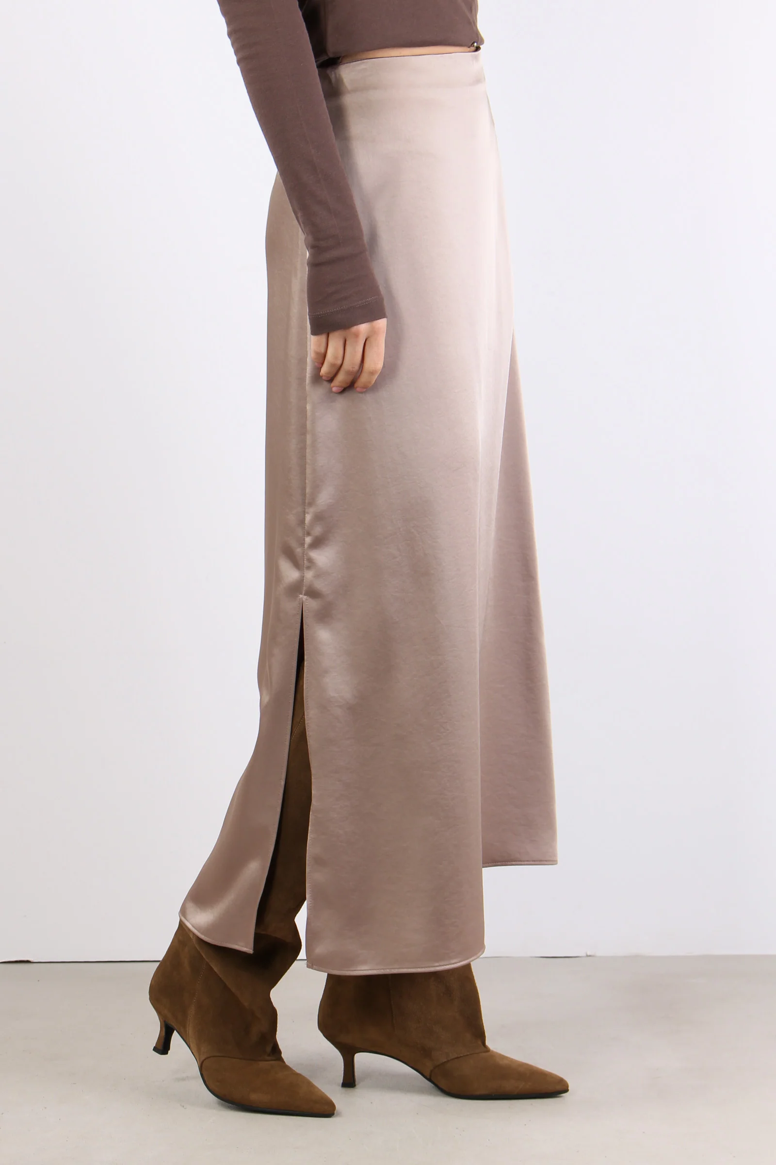 Angelo Gonna Raso Lunga Marron Glace - immagine 6