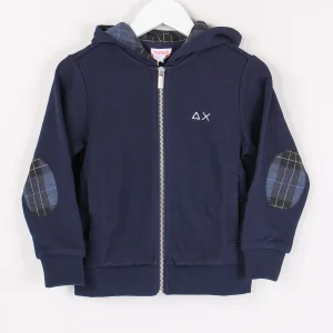 Felpa Full Zip Inserto Check Navy Blue