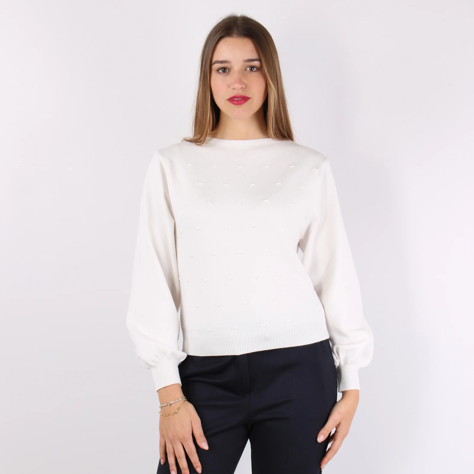 Maglia Scatoletta Punto Noccio Panna - immagine 8