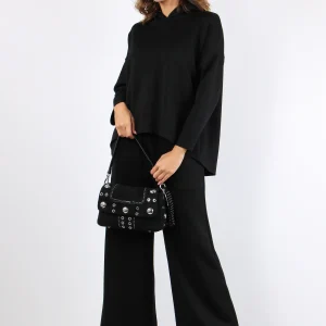 Felpa Stondata Cappuccio Modal Nero