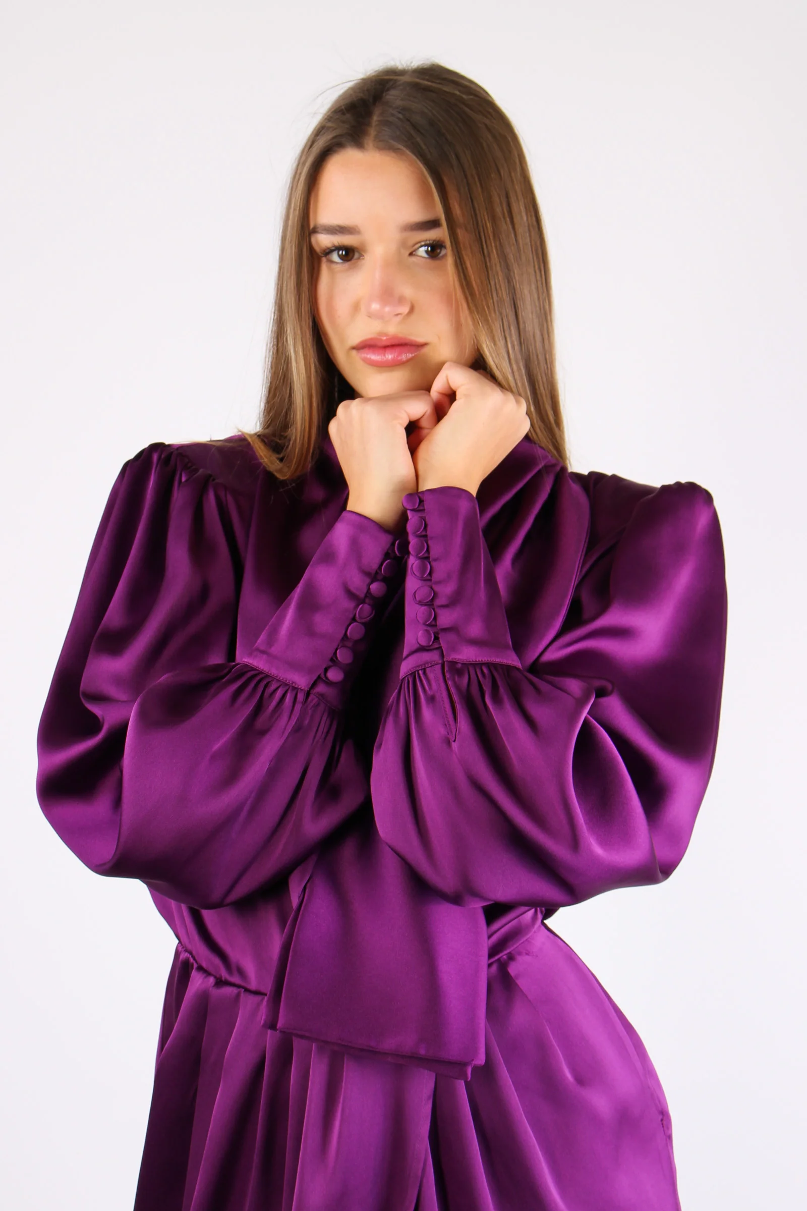 Abito Raso Fiocco Collo Dusty F. - immagine 7