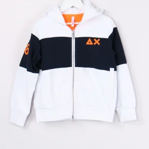 Felpa Full Zip Bicolor Fluo Bianco