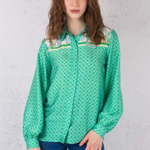 Camicia Geometrica Border B.green