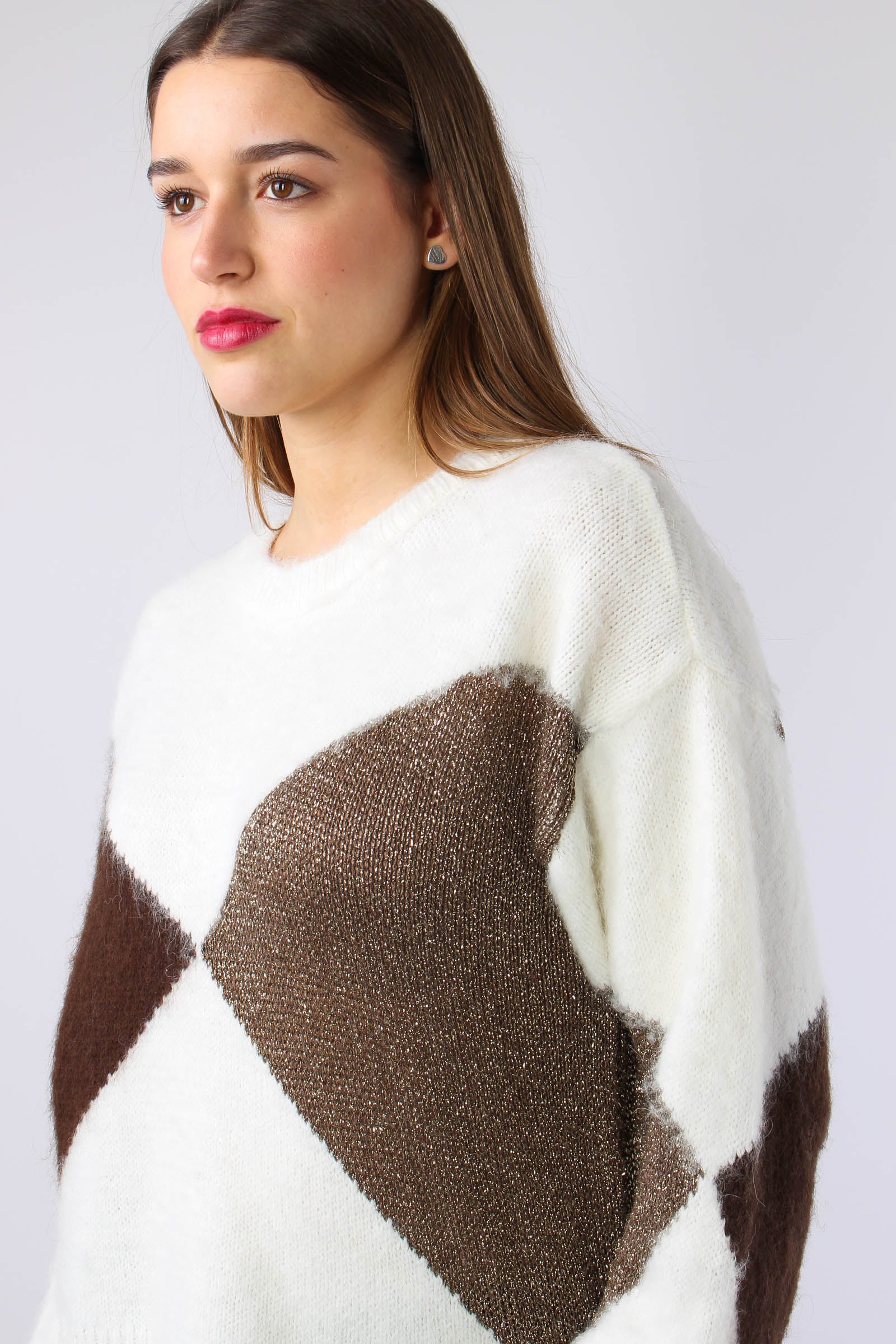 Maglia Rombi Luex Panna/moro - immagine 9