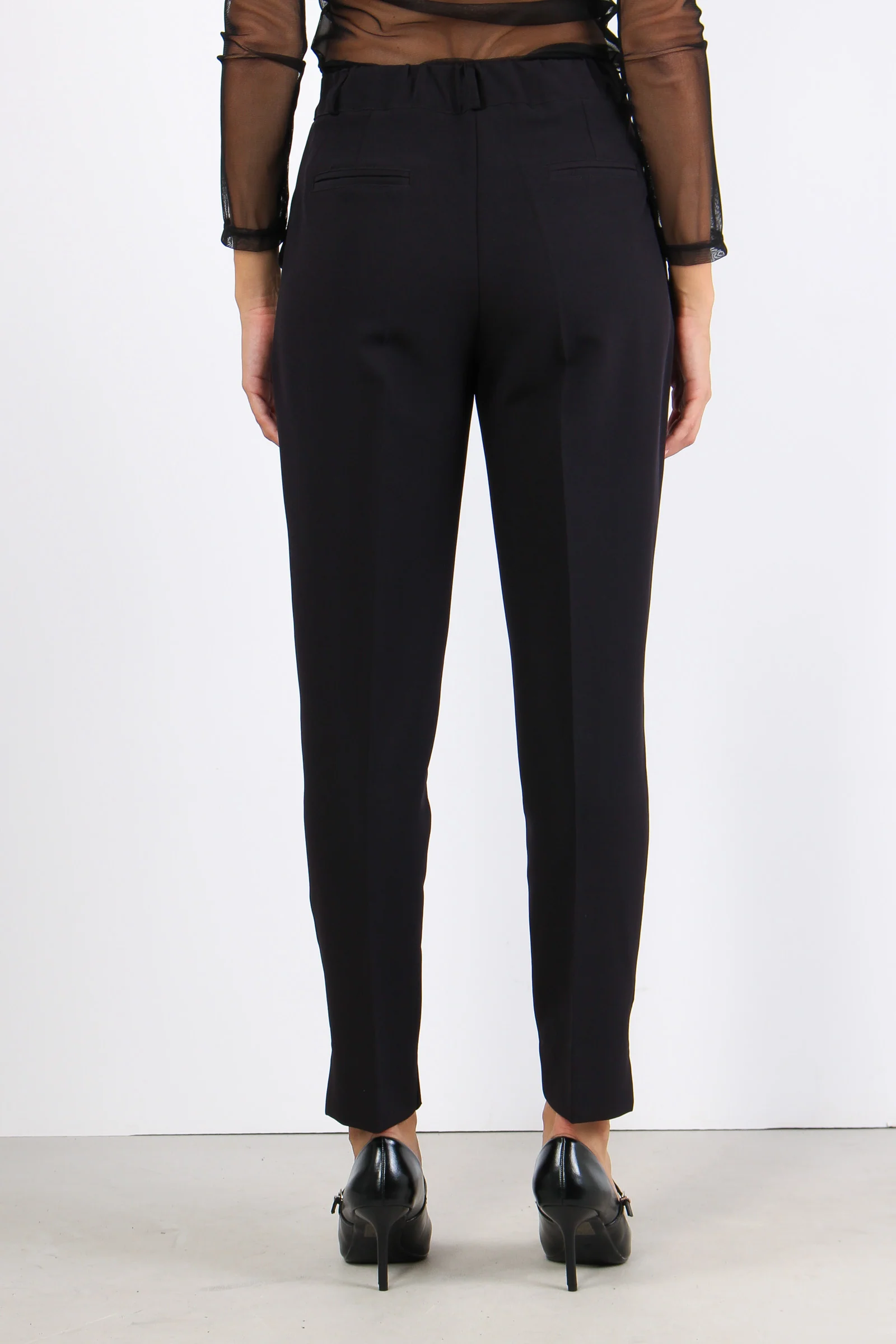 Pantalone Sigaretta Tessuto Fl Nero - immagine 5