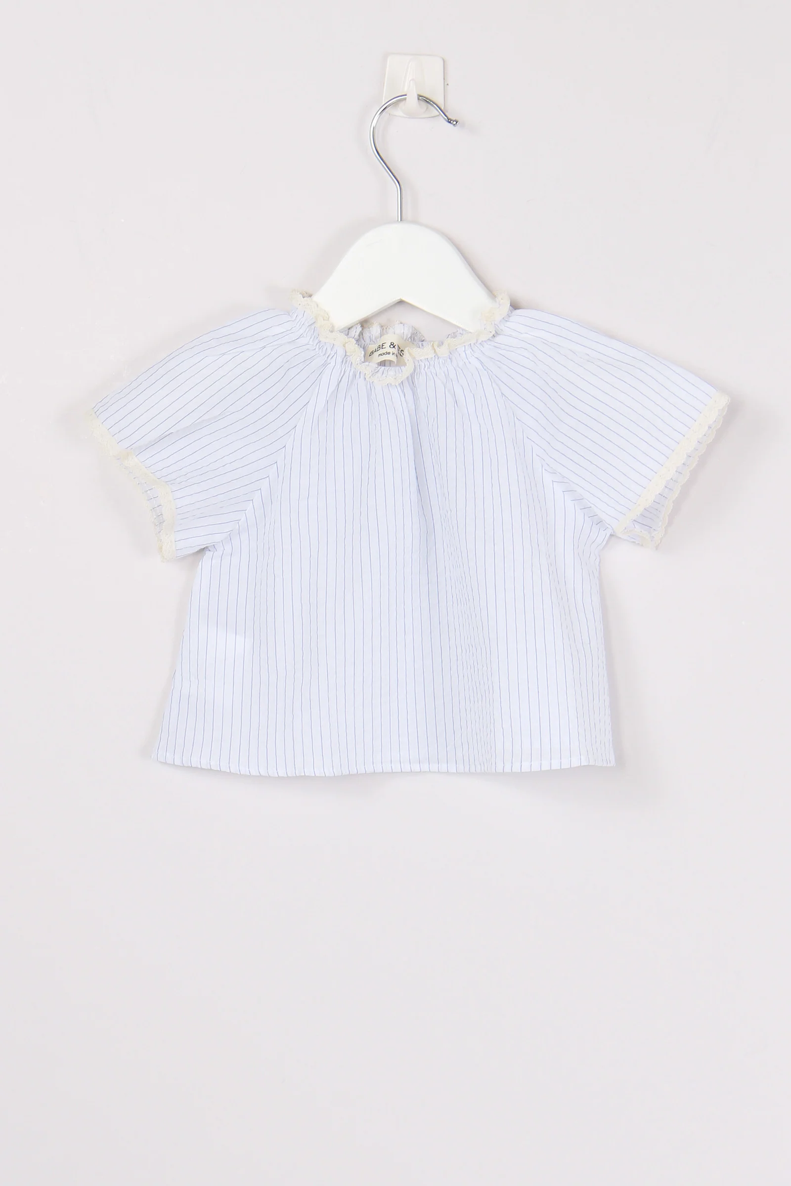 Blusa Inserto Pizzo Azzurro Riga - immagine 4