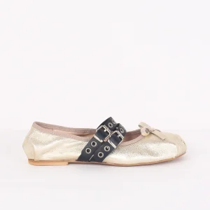 Ballerina Fibbia Borchie Vera Oro/nero
