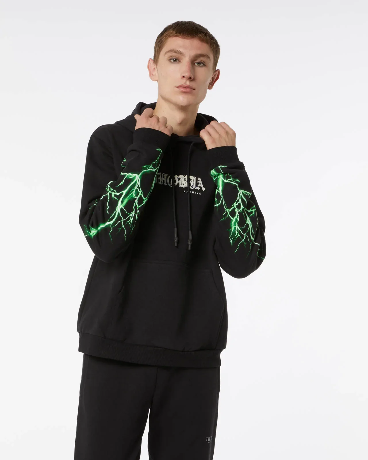 Phobia Felpa Nera Fulmini Verdi - immagine 2