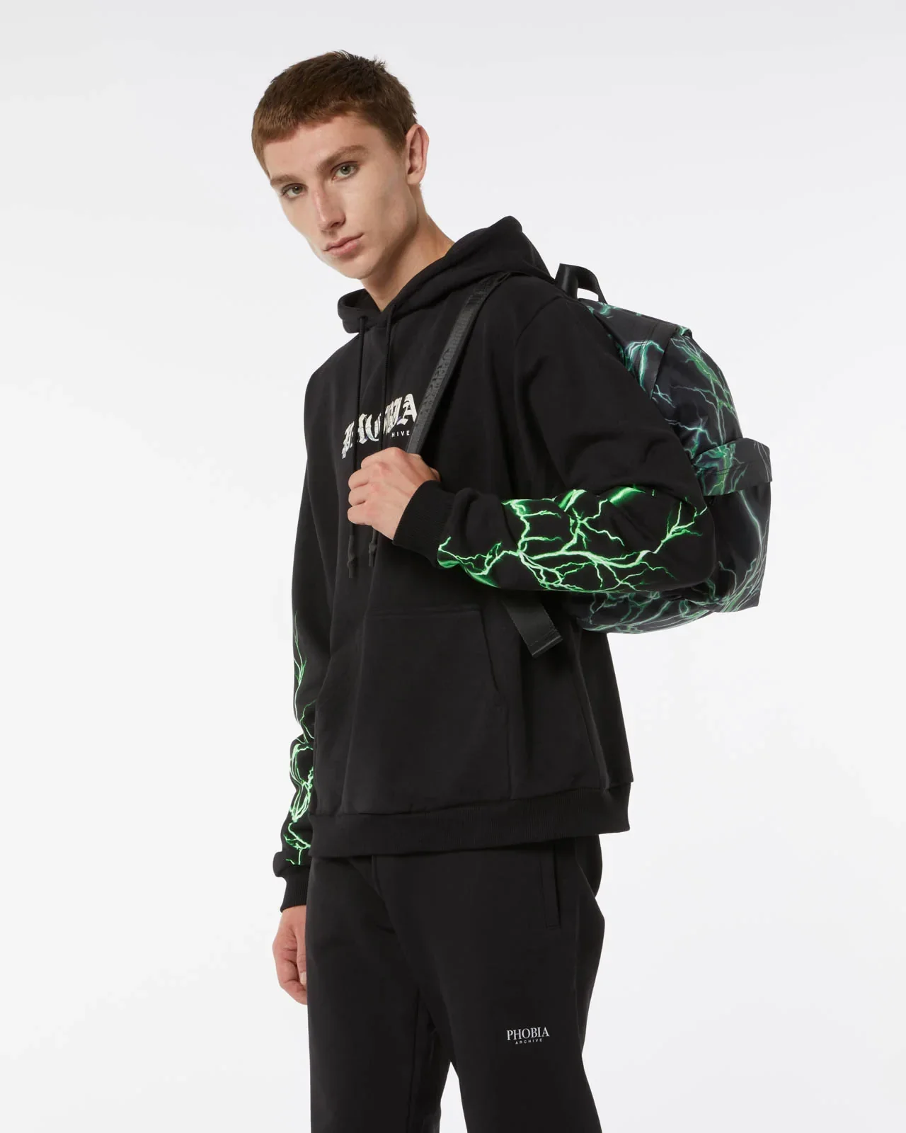 Phobia Felpa Nera Fulmini Verdi - immagine 4