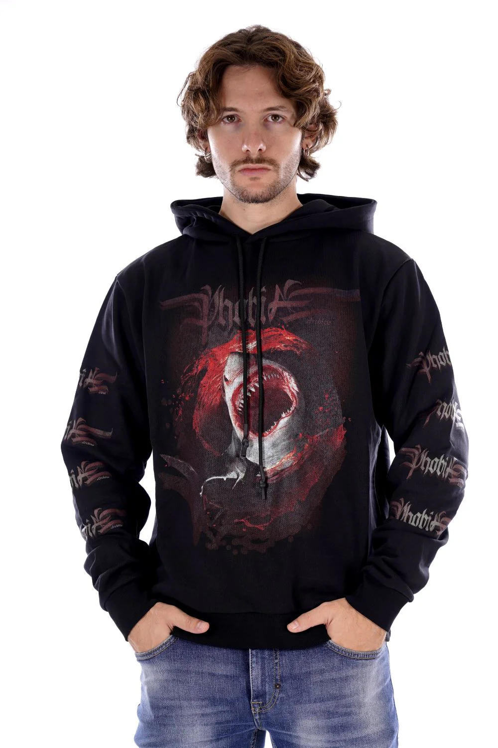 Phobia Felpa Nera Da Uomo