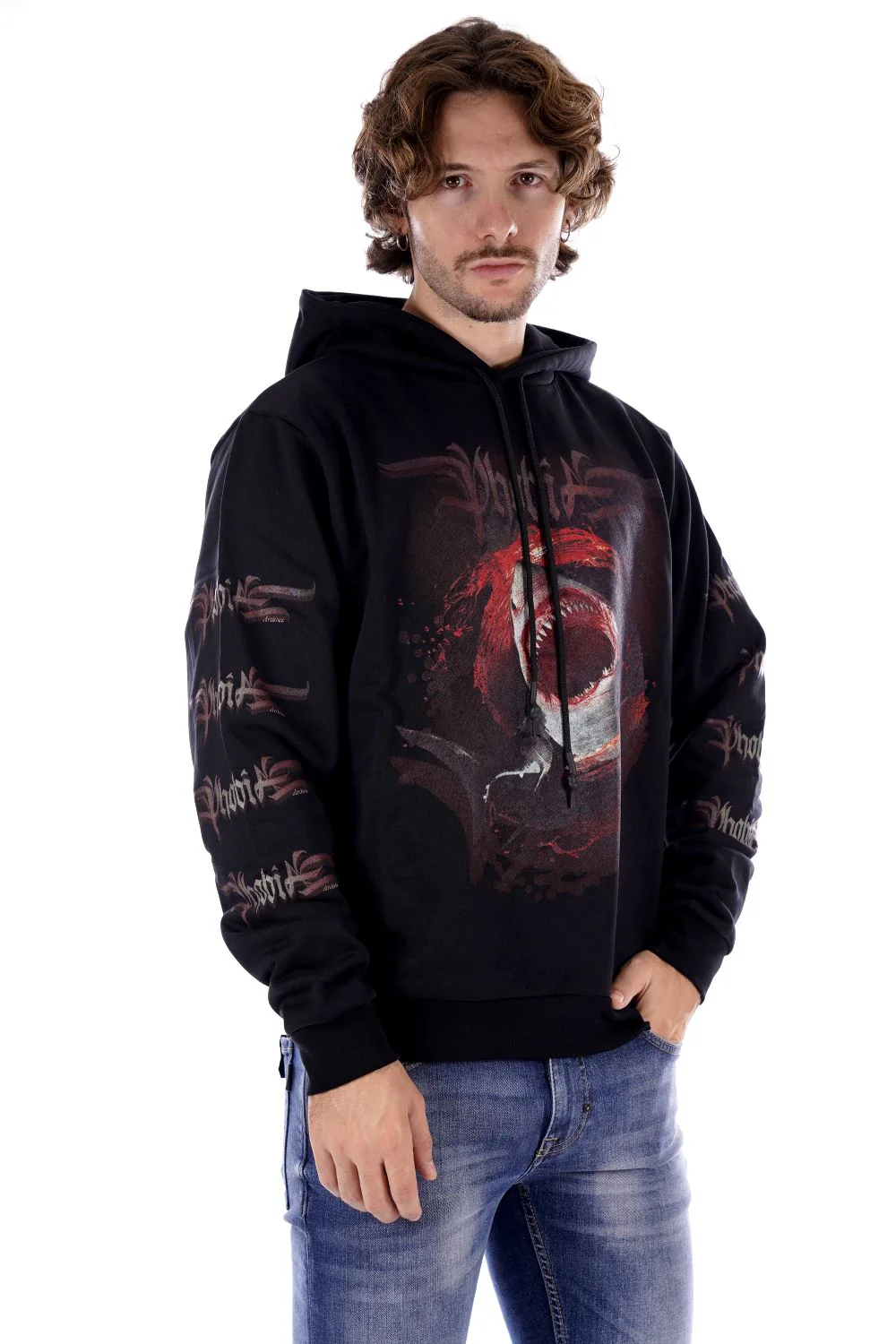 Phobia Felpa Nera Da Uomo - immagine 5