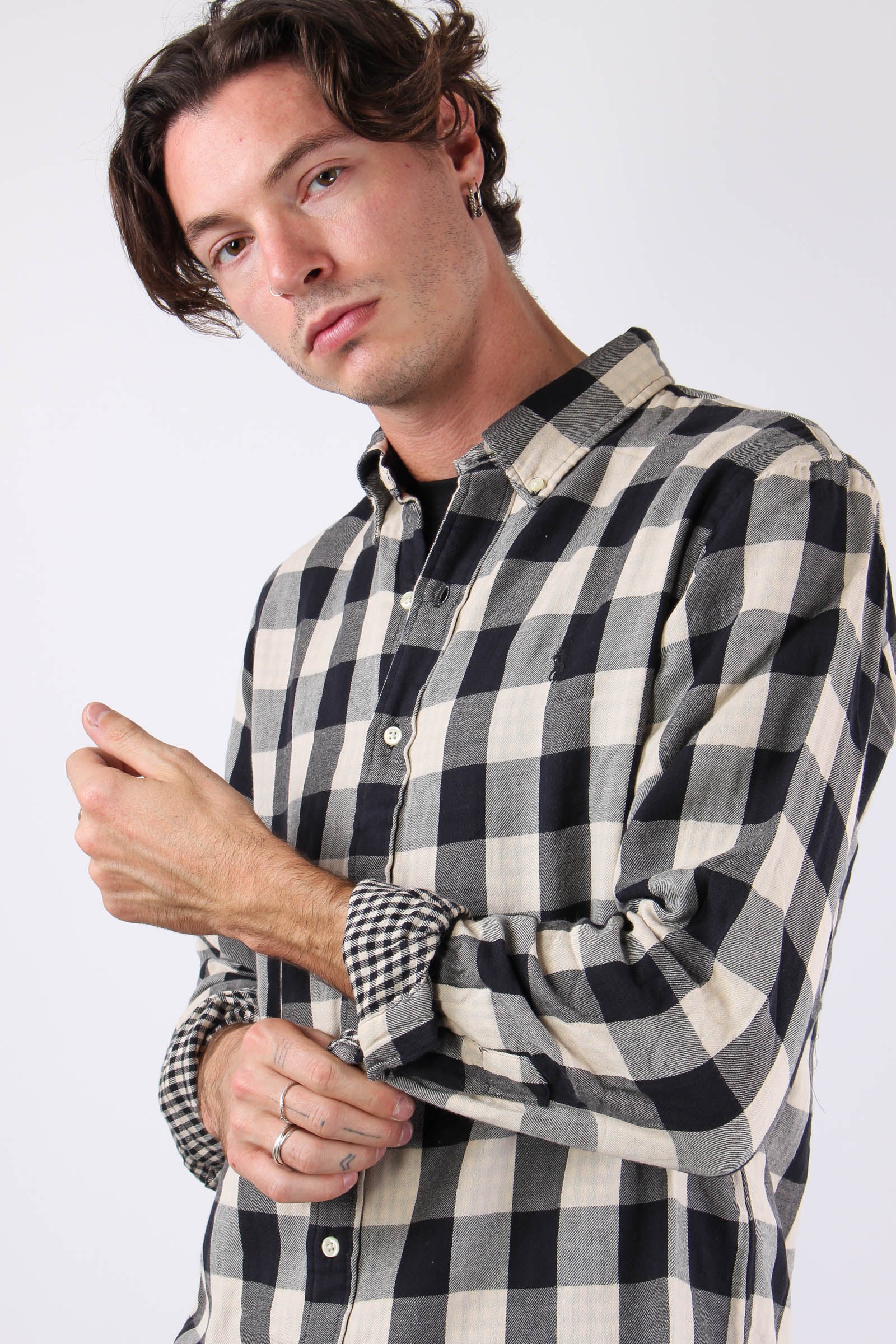Camicia Fantasia Quadri Cream/black - immagine 5
