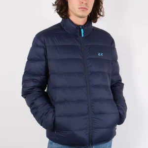 Piumino Collo Alto Logo Navy Blue