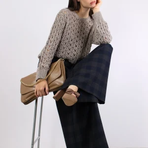 Maglia Traforata Inserto Lurex Tortora