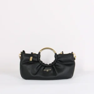 Borsa Arriccio Manico Anello Nero