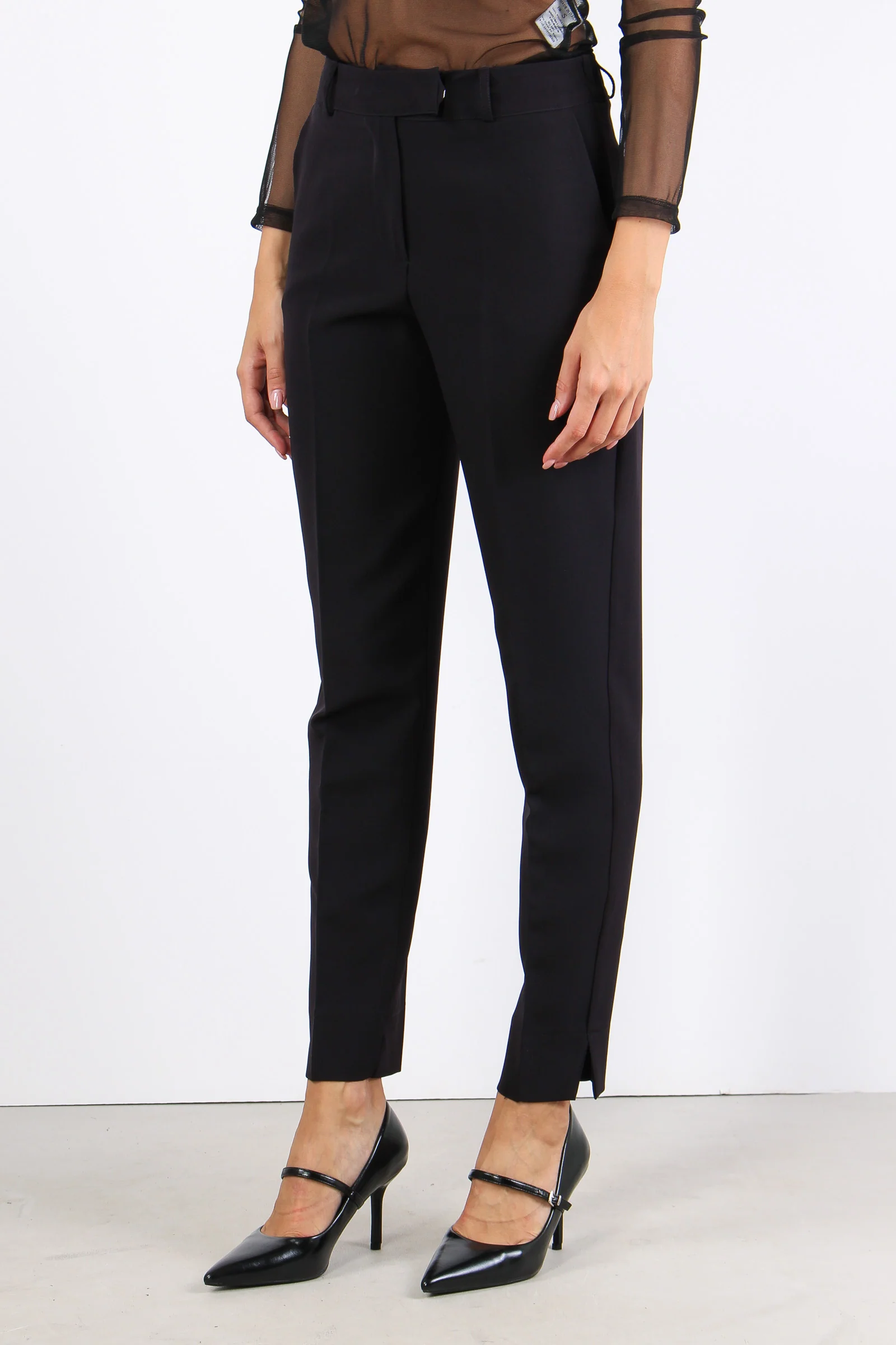 Pantalone Sigaretta Tessuto Fl Nero - immagine 4