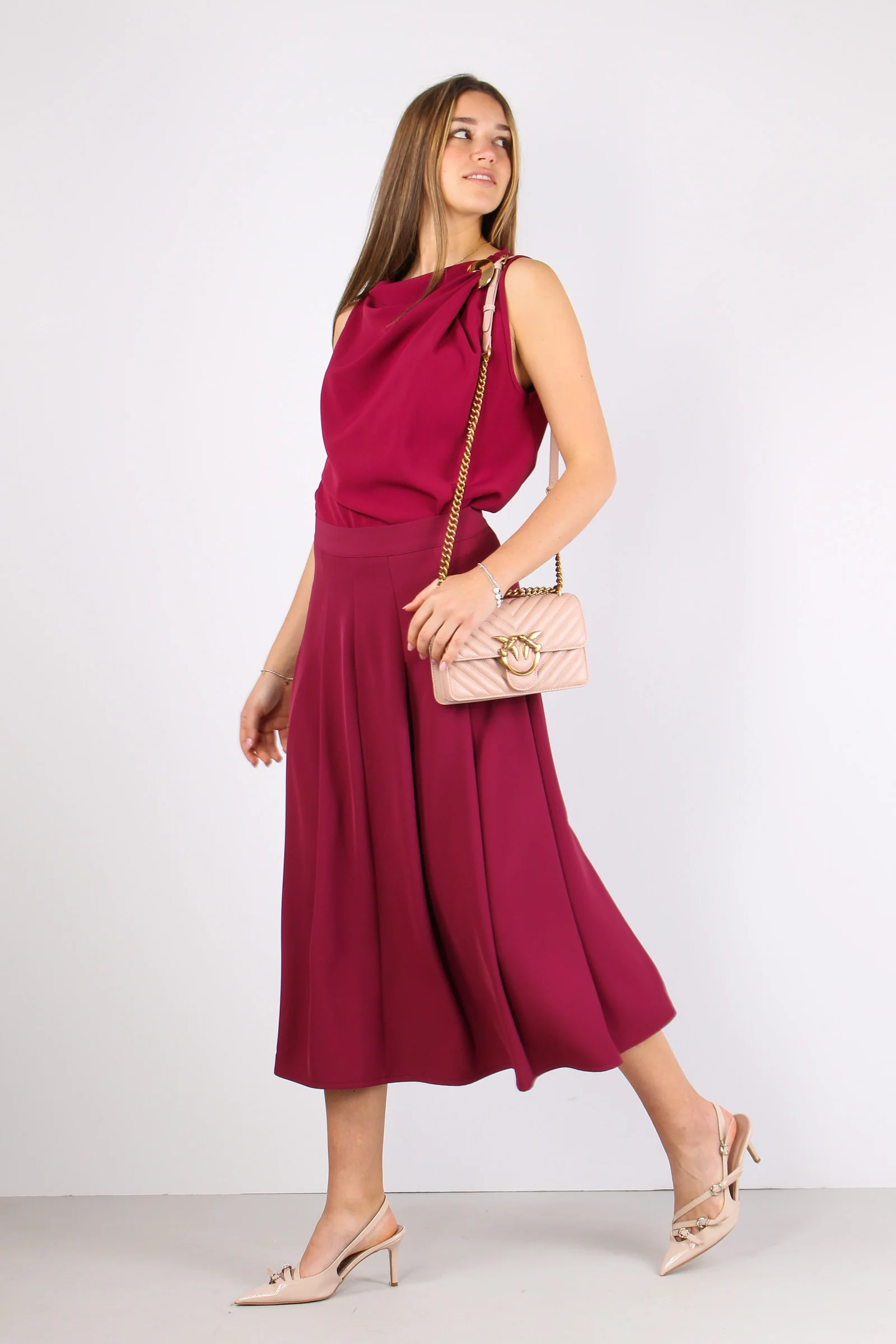 Gonna Pieghe Fluida Sangria