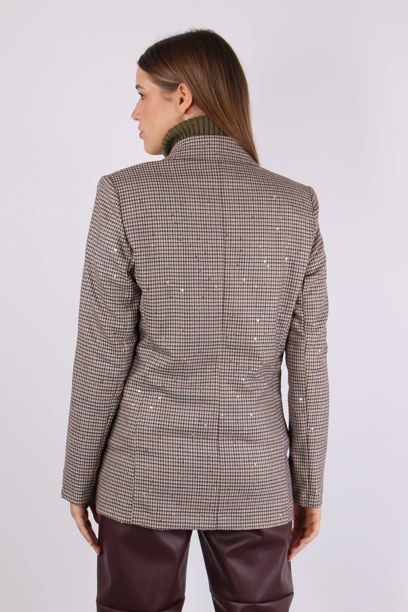 Giacca Pied De Poule Paillette Moro/bordeaux - immagine 5