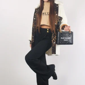 Jeans Palazzo Bottoni Oro Nero