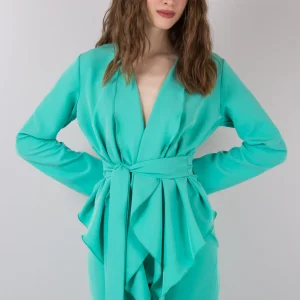 Giacca Drappeggio Crepe Verde Acqua