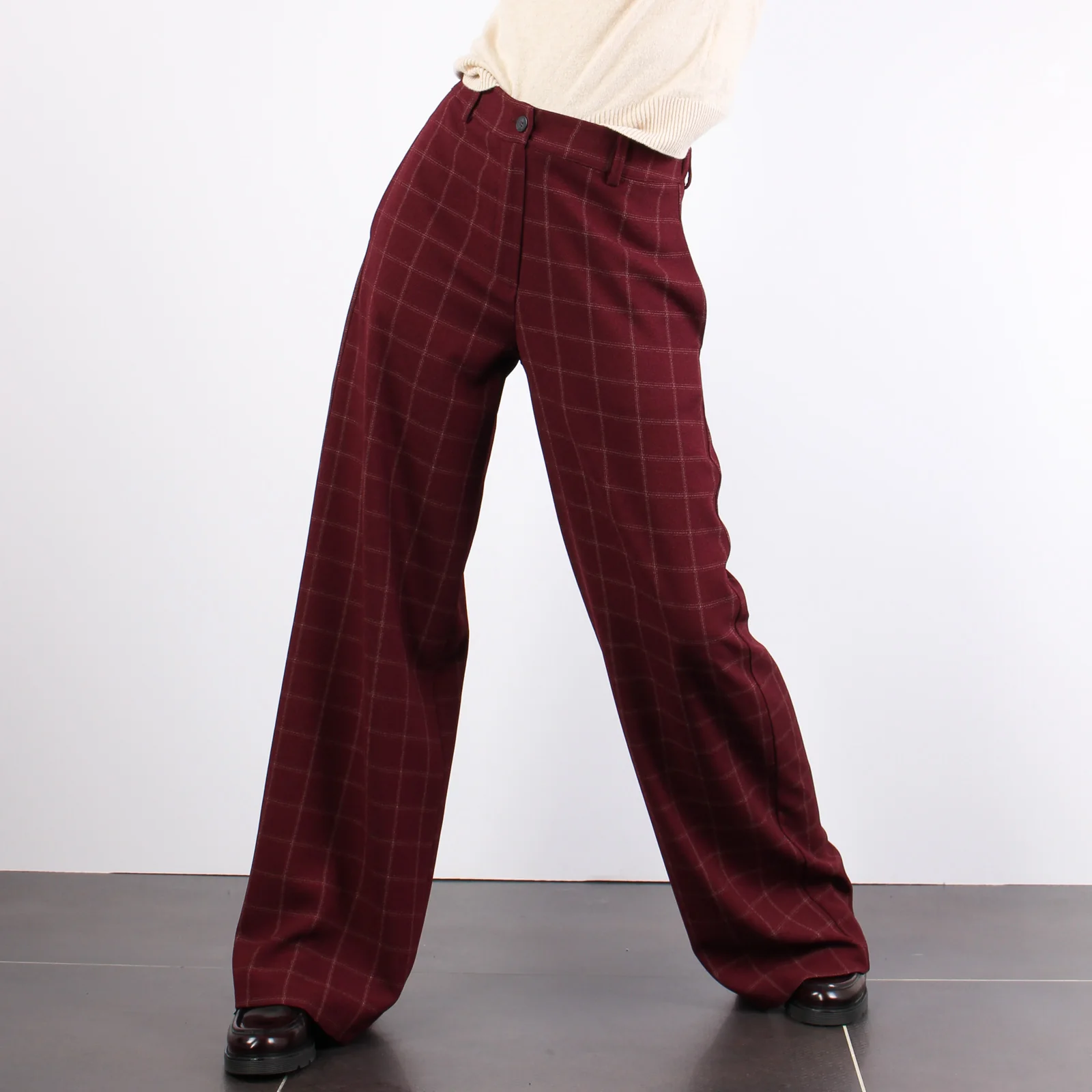 Pantalone Palazzo Quadro Bordeaux - immagine 9