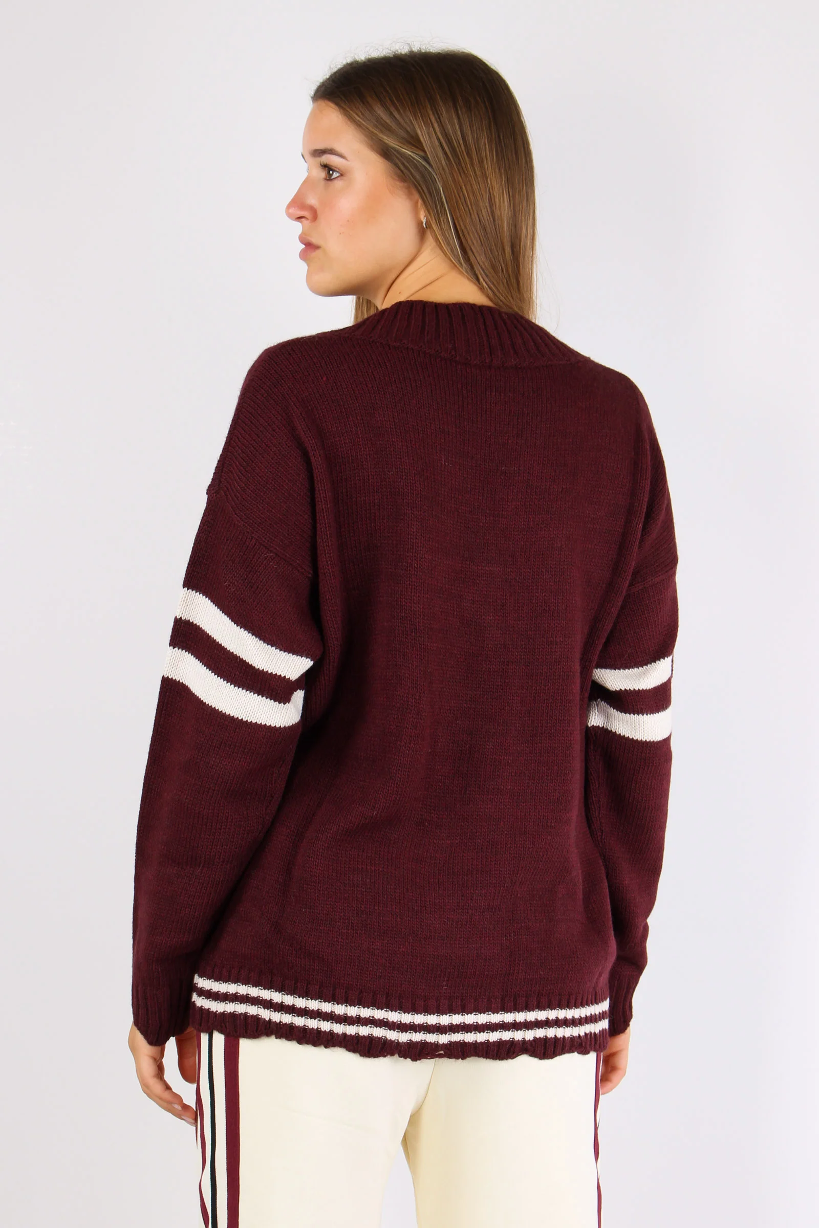Cardigan Lana Bottoni Patch Bordeaux - immagine 5
